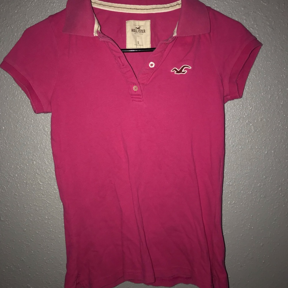 Hollister pink polo shirt